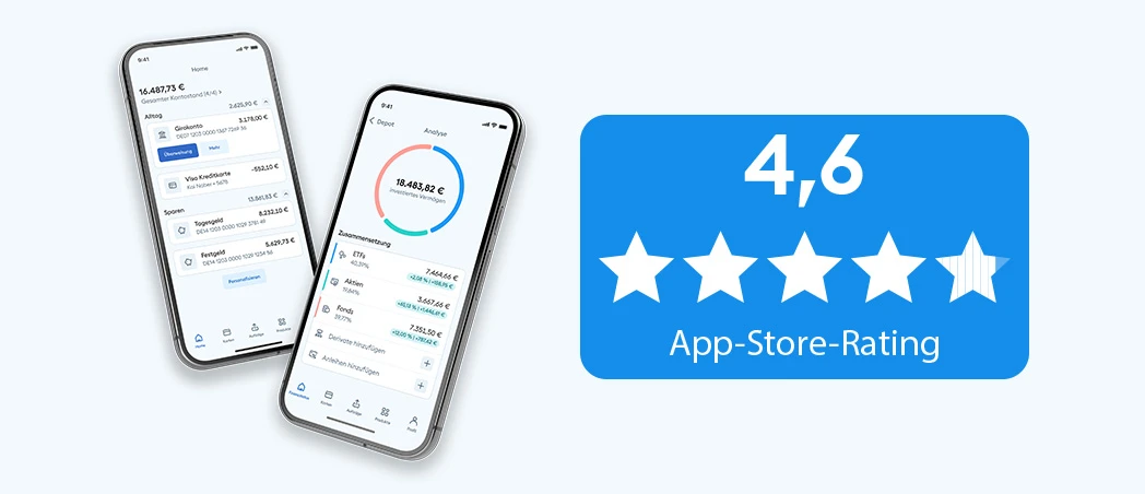 DKB Banking-App mit 4,6-Sterne-Bewertung im App Store