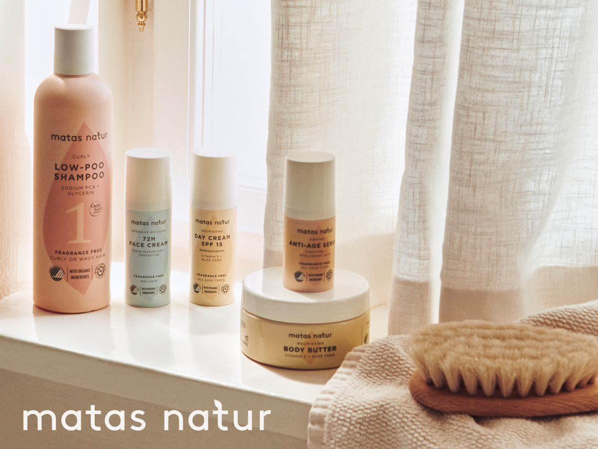 Her ses Matas Natur hudpleje produkter