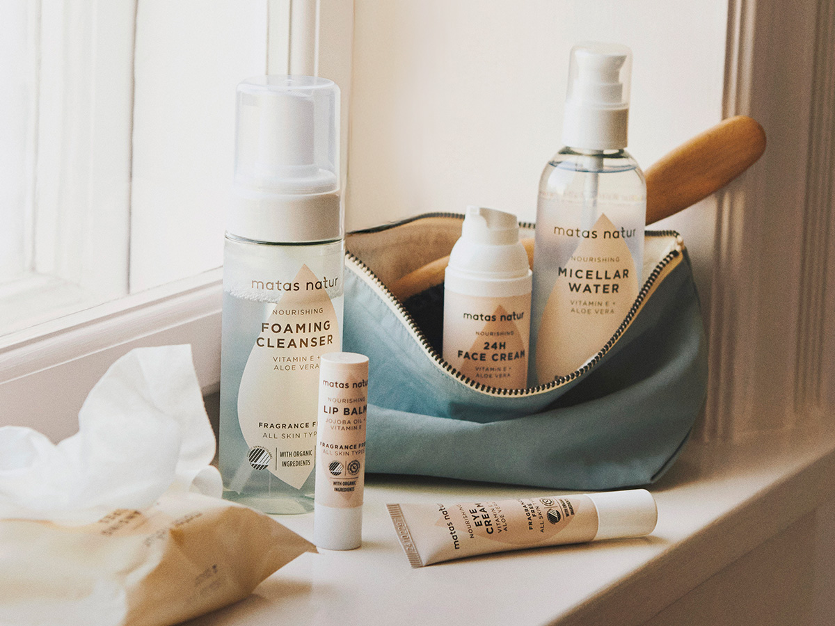 Her ses Matas Natur hudpleje produkter