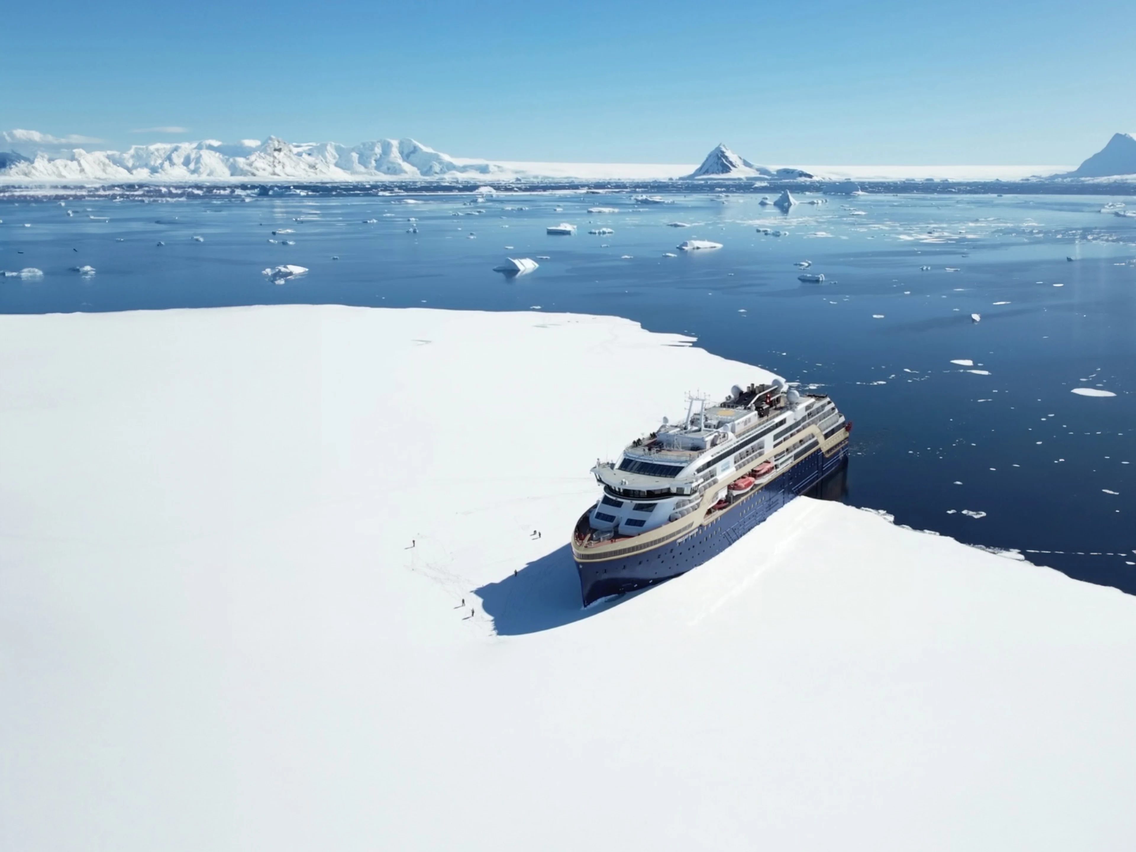MS Fridtjof Nansen sea ice landing in Antarctica