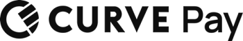 Black “CURVE Pay” logo with a circular C emblem on the left and bold sans-serif text to the right on a transparent background.