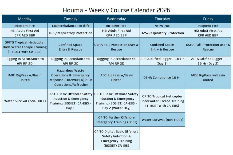 Houma schedule