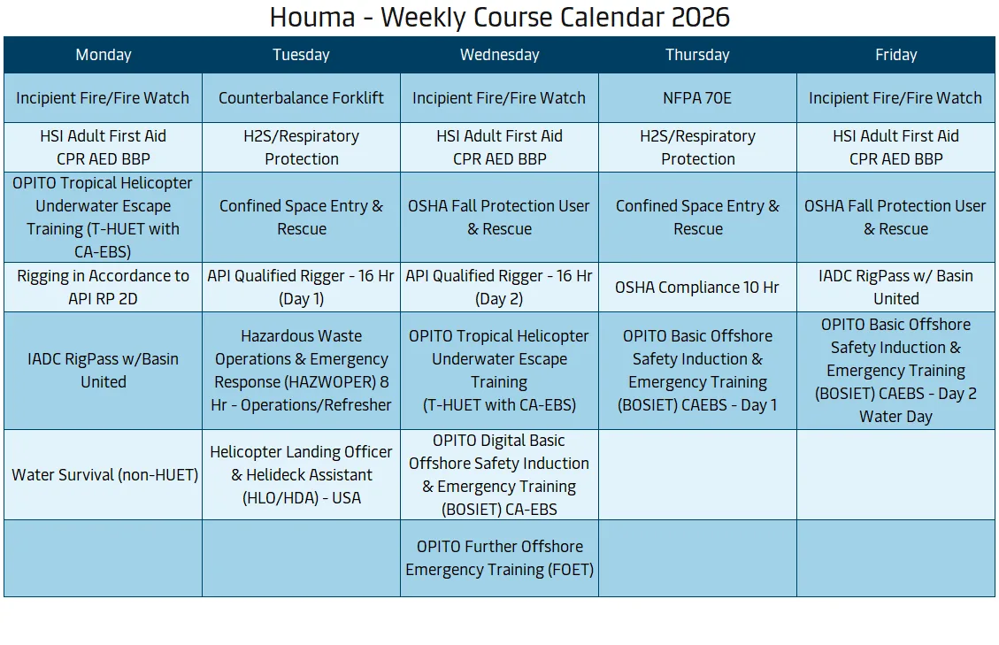 Houma schedule