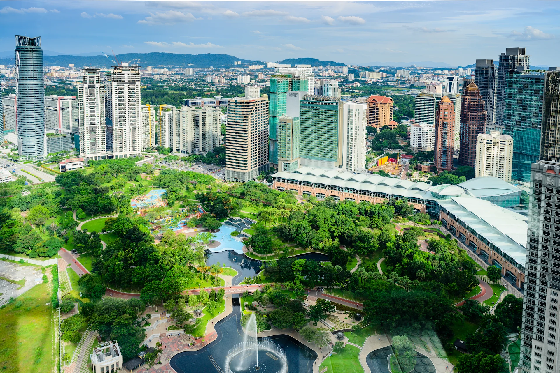 An aerial view of Kuala Lumpur City Centre Park.