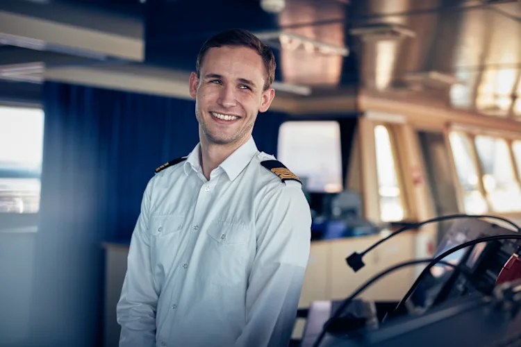 Captain on the bridge
