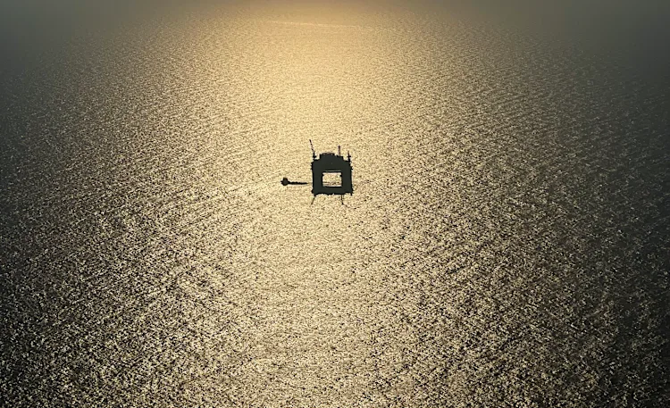 Silhouette of a oil rig in the Gulf of Mexico