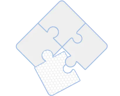 Three interlocking jigsaw pieces and one differently colored piece.