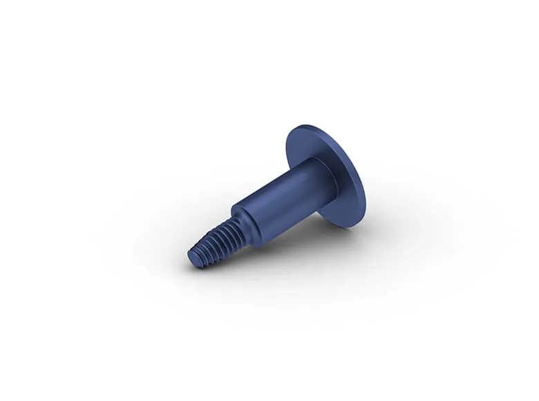 A dark blue spacer screw on white background