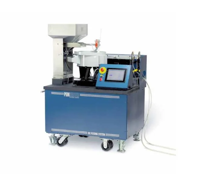 Eine blaue PEMSERTER In-Die Einpressmaschine für Einpressbefestiger