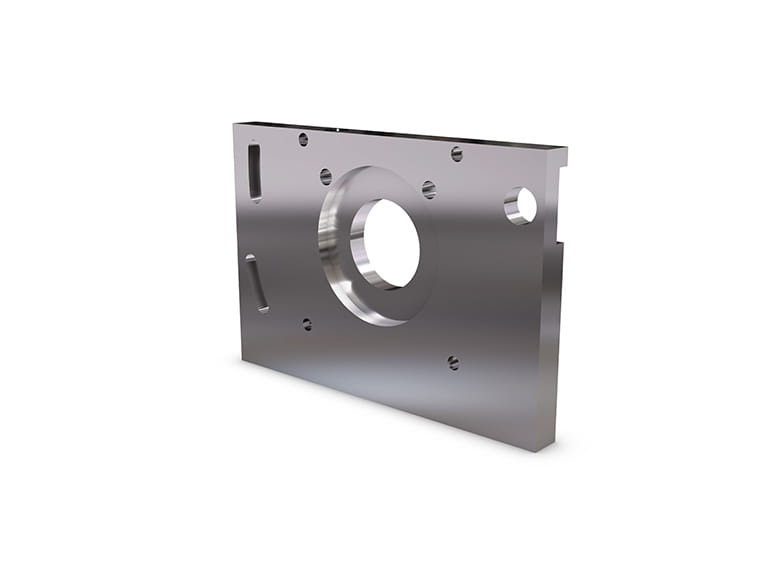 Une pièce spéciale en métal (plaque de base), créée par usinage CNC