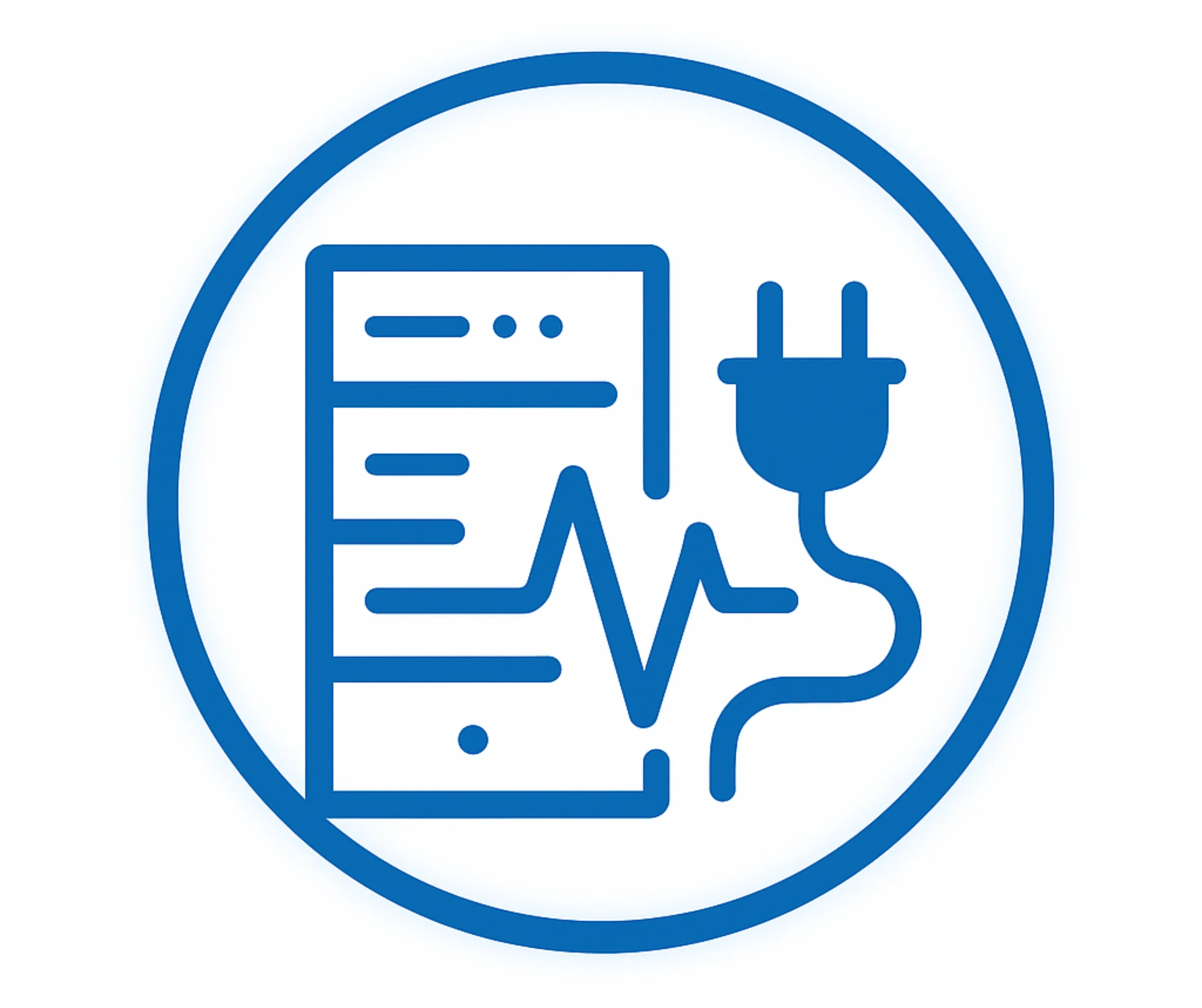 Blue signal and power reliability icon