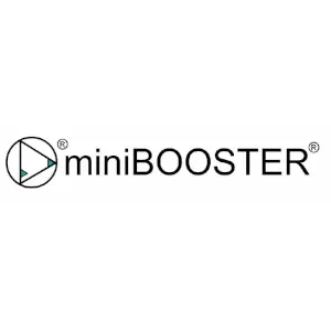 miniBOOSTER Firmenlogo in Schwarz mit blauen Akzenten