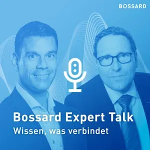 Bossard Expert Talk Podcast mit Experten Matthias Dorner und Kay Brenning vor blauem Hintergrund 