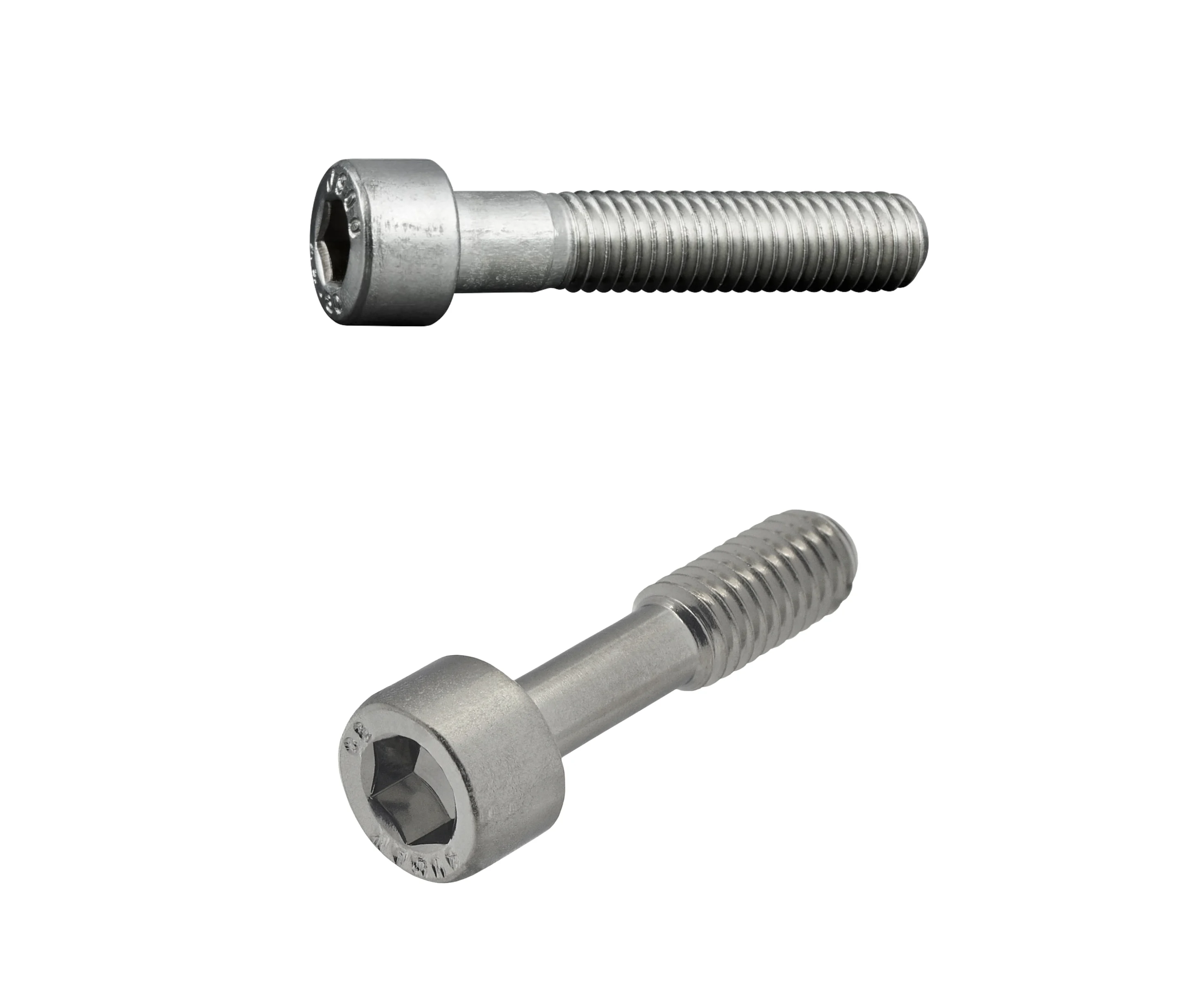 A Jextar and a Jeclin screw with hexagonal drive shown from different angles on white background.