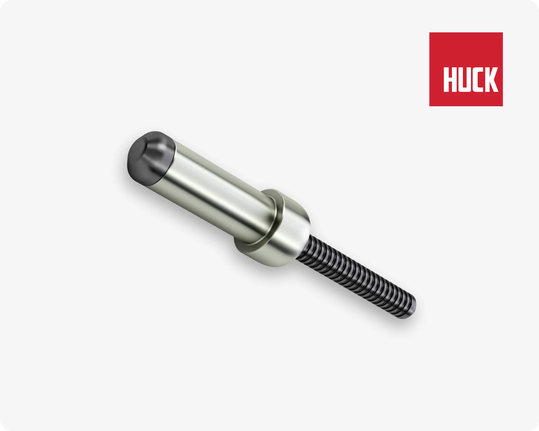 淺灰色背景上Huck鎖緊螺栓的特寫，用於強力緊固連接。