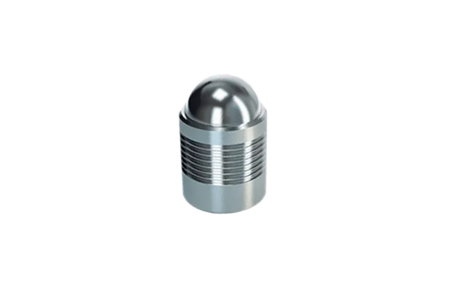 A silver Koenig Expander sealing plug of the CV series on white background