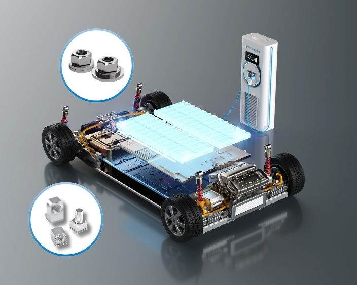 ecosyn® SEF三合一六角螺帽與Press-Fit壓接技術，適合組裝在電動車電池系統