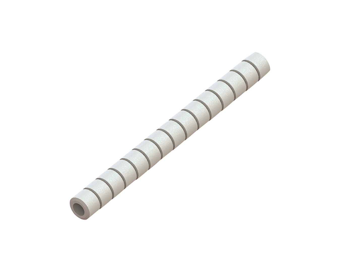 White Essentra fiber-optic protection tube for optimal kink protection and impact resistance on white background
