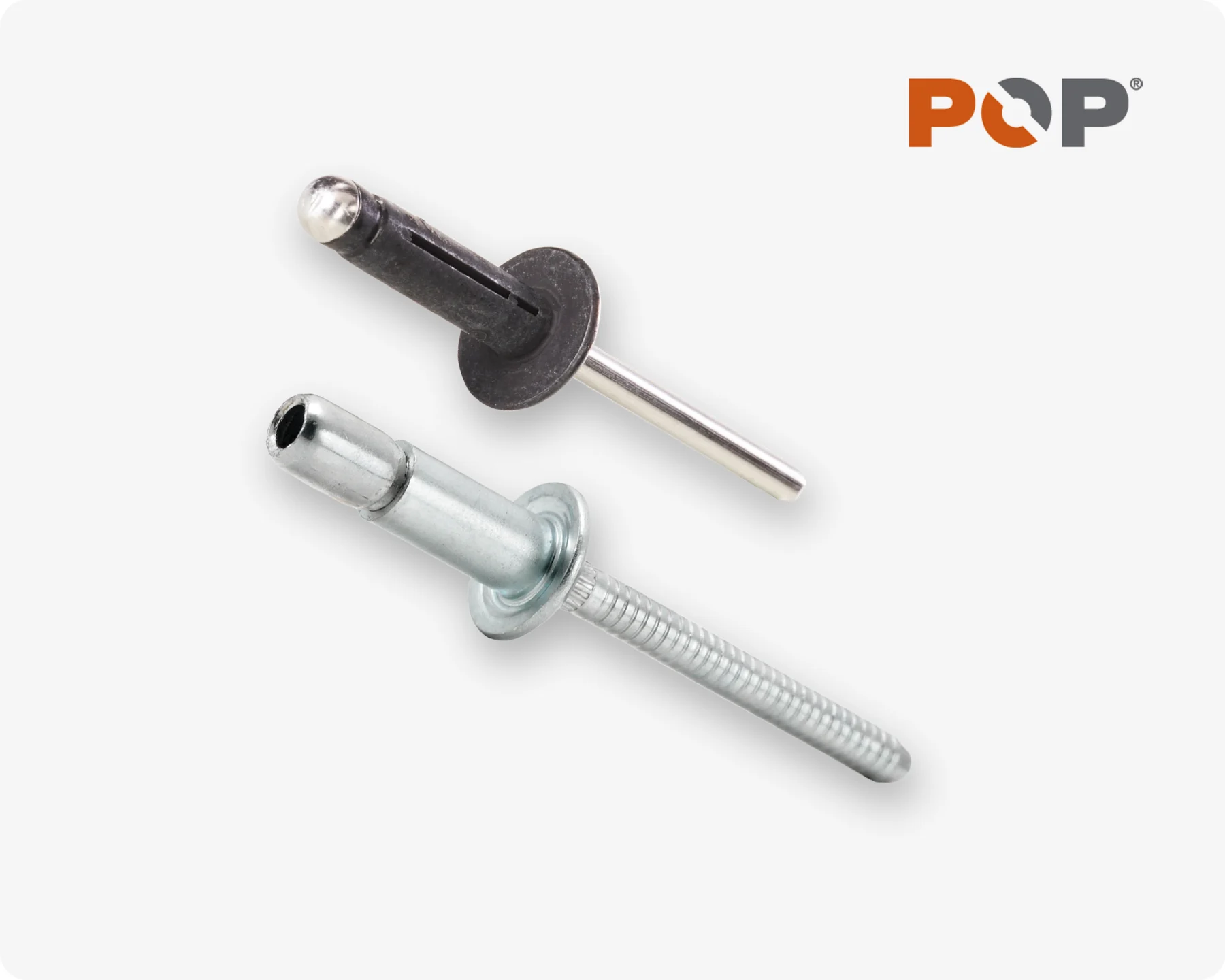 Hai loại đinh tán mù POP khác nhau để lắp ráp nhanh chóng và dễ dàng các vật liệu tấm kim loại và composite.