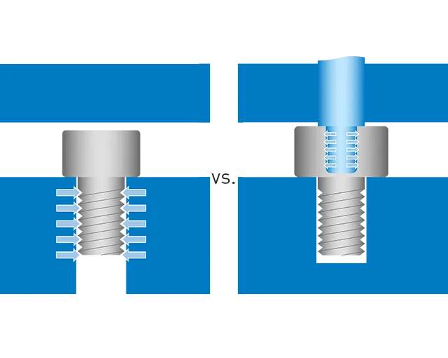 Standard stud retention vs. pin stud retention