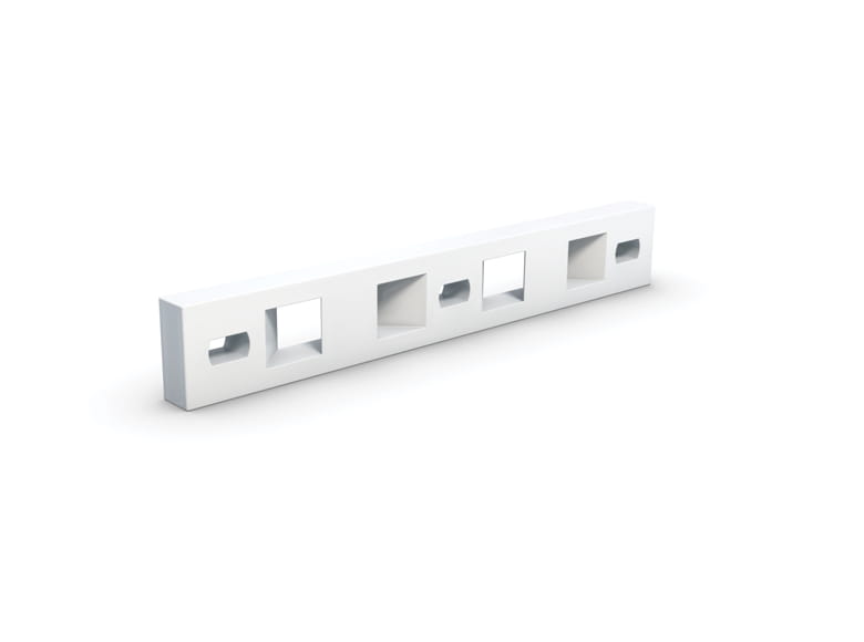 A white cable tie plate on a white background.