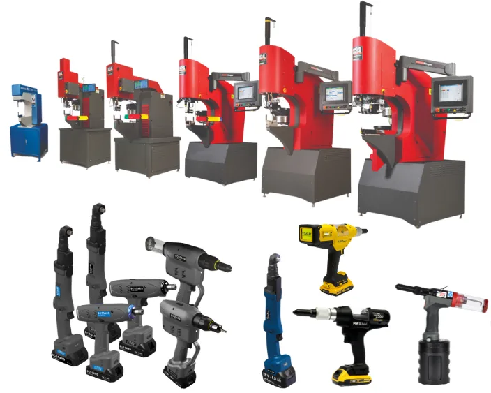 Verschiedene Maschinen und Akku-Setzwerkzeuge im Bossard Experience and Service Center für Verbindungstechnik.