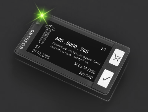 SmartLabel Cloud with black display and flashing light