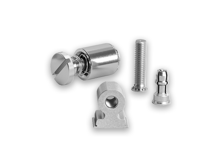 Various PEM self-clinching fasteners on a white background