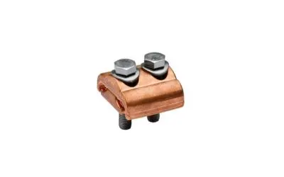 Close-up of a Klauke clamp for electrical cable connections on white background