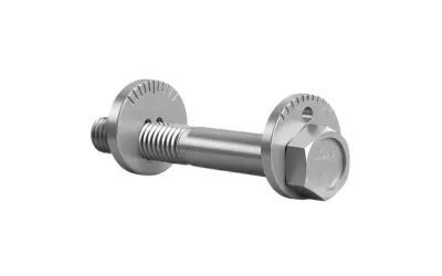 A sliver cambolt on a white background