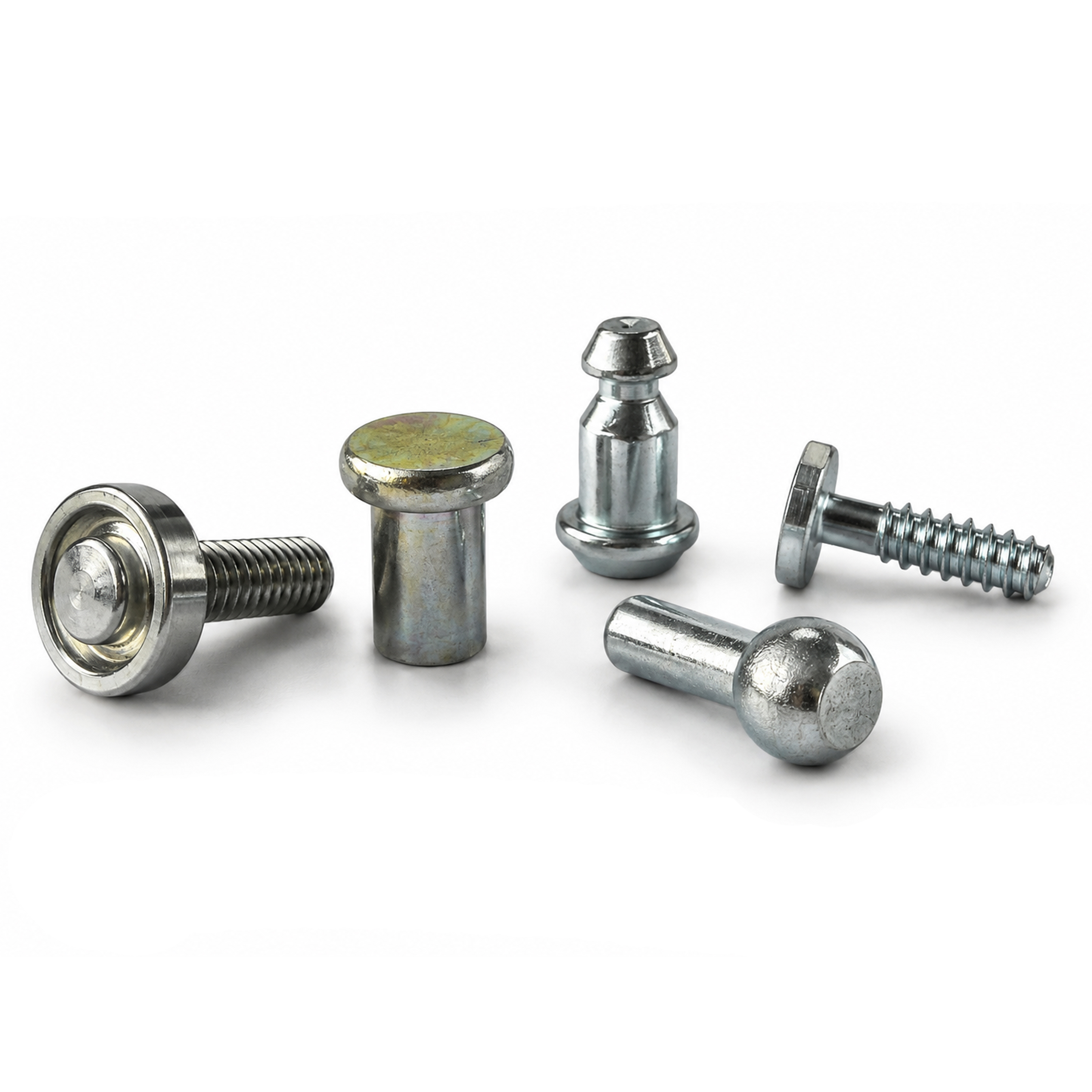 Different Tucker special welding studs on white background