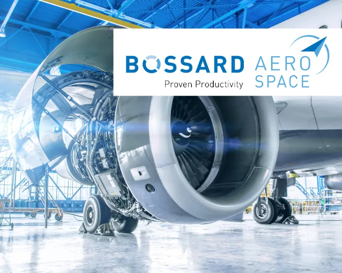 Aircraft Crowling in Hangar with Bossard Aerospace logo