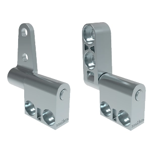 Zwei silberne Southco-Scharniere in 3D-Ansicht
