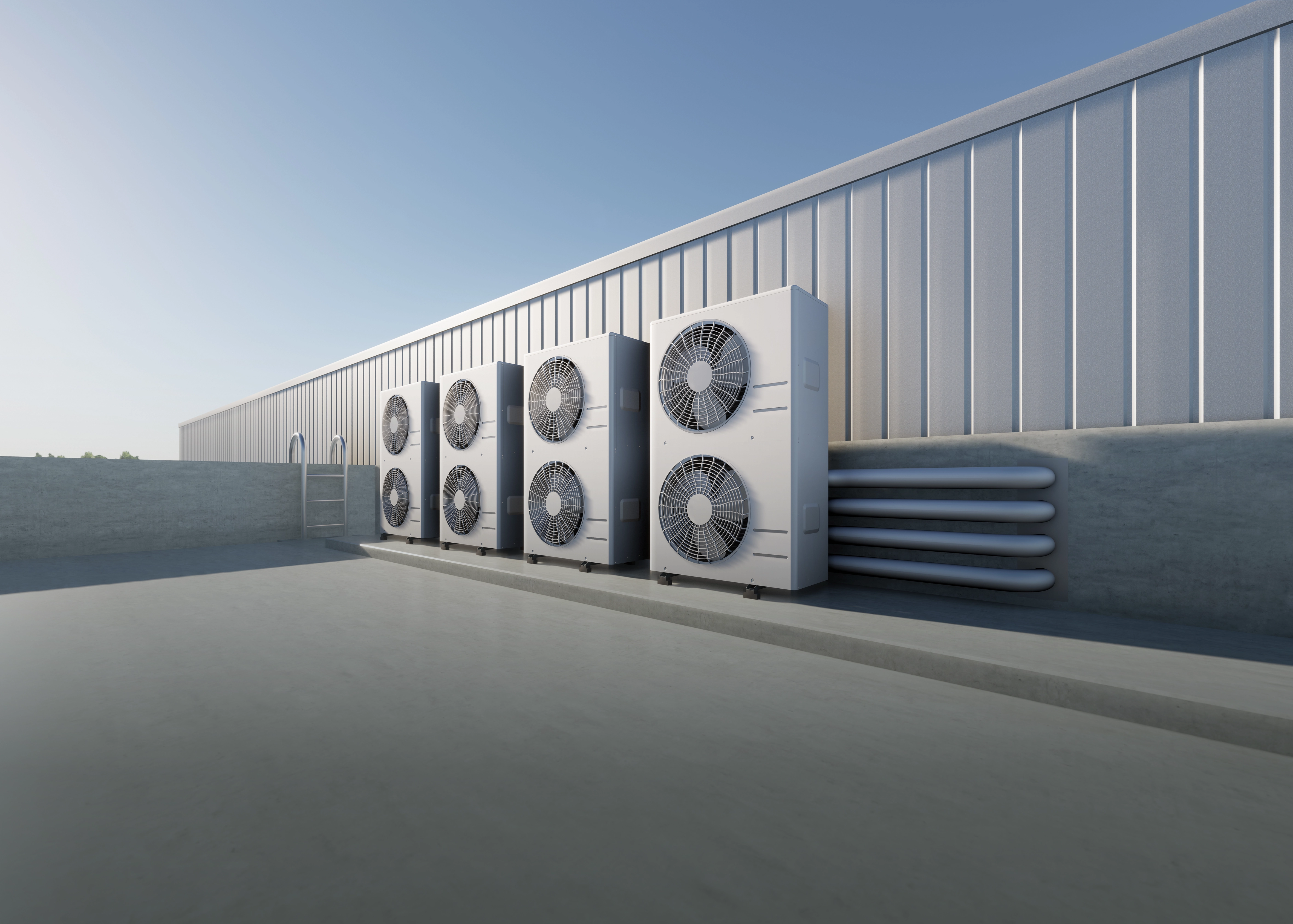
HVAC-Ausseneinheiten sind vollständig den Elementen ausgesetzt.