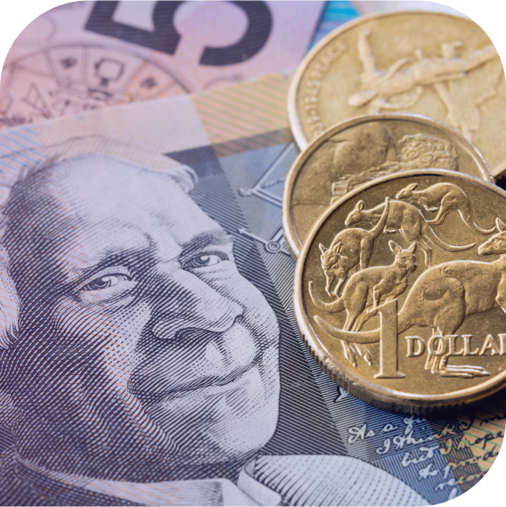 cash close up with gold coins