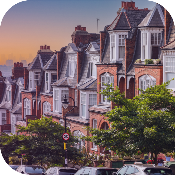london terraced houses on a hill