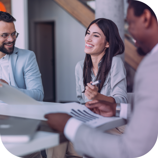 business meeting with smiles