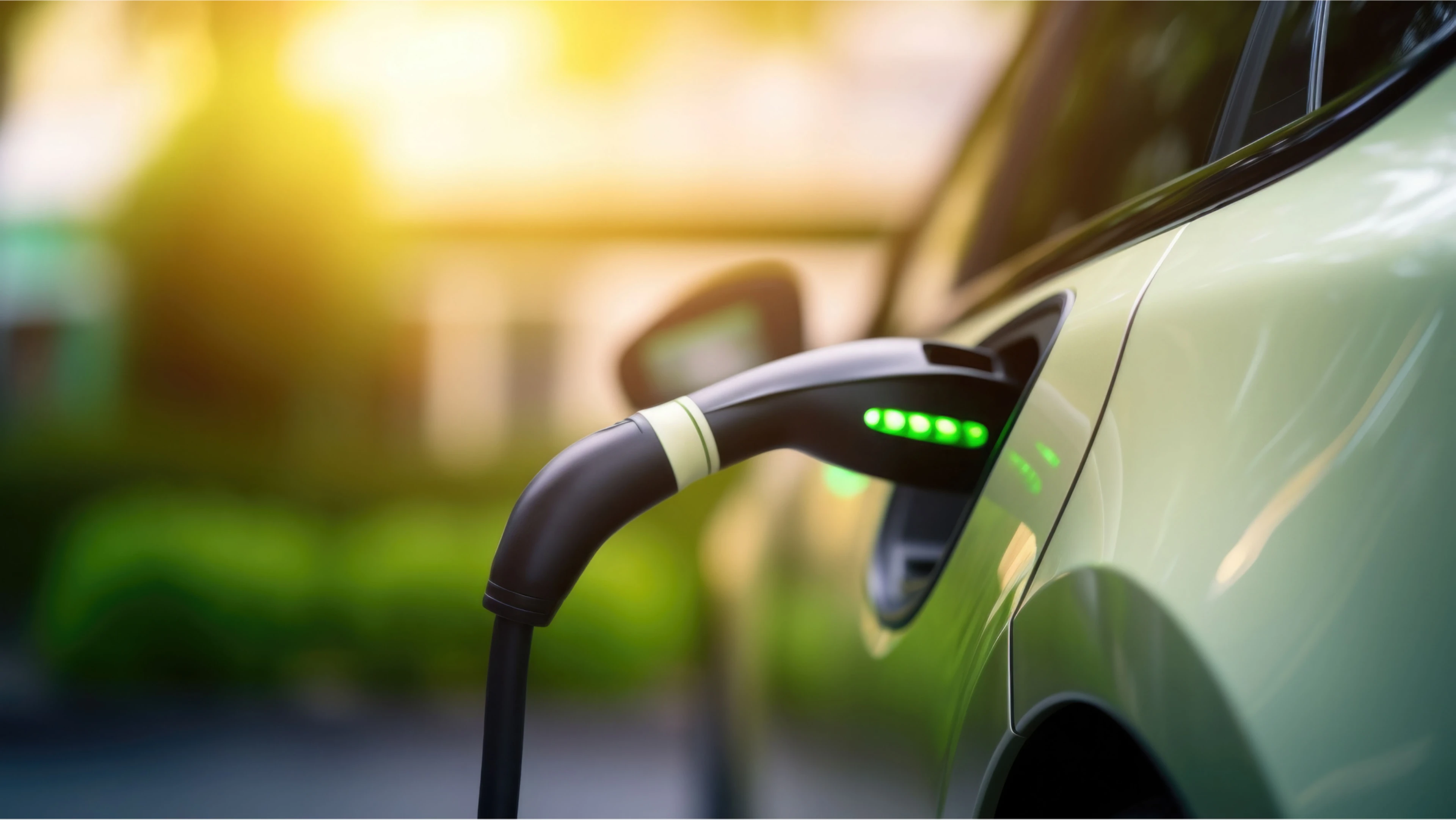 Grünes E-Auto wird geladen