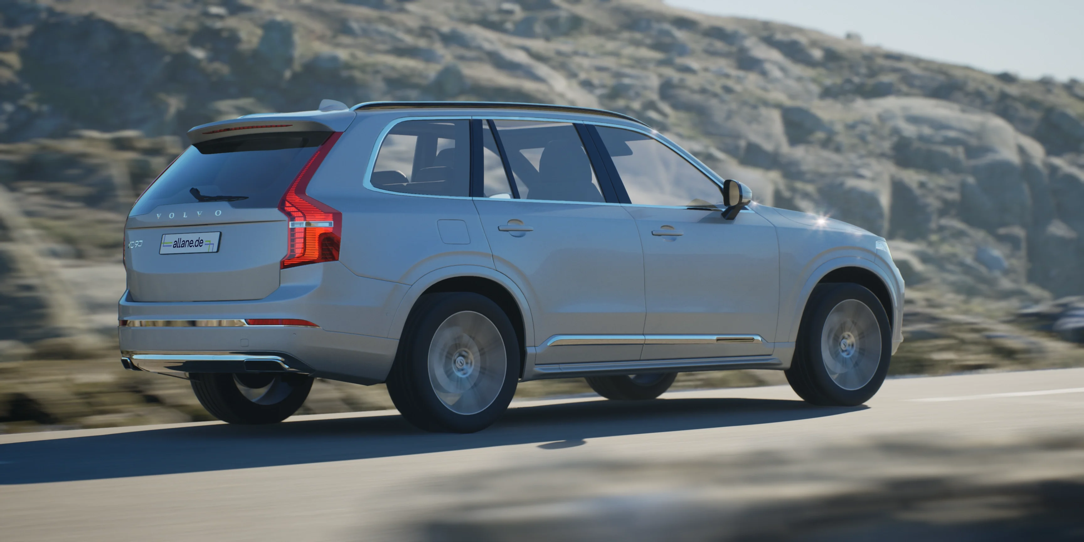 Volvo XC90 2024 fährt auf einer Straße