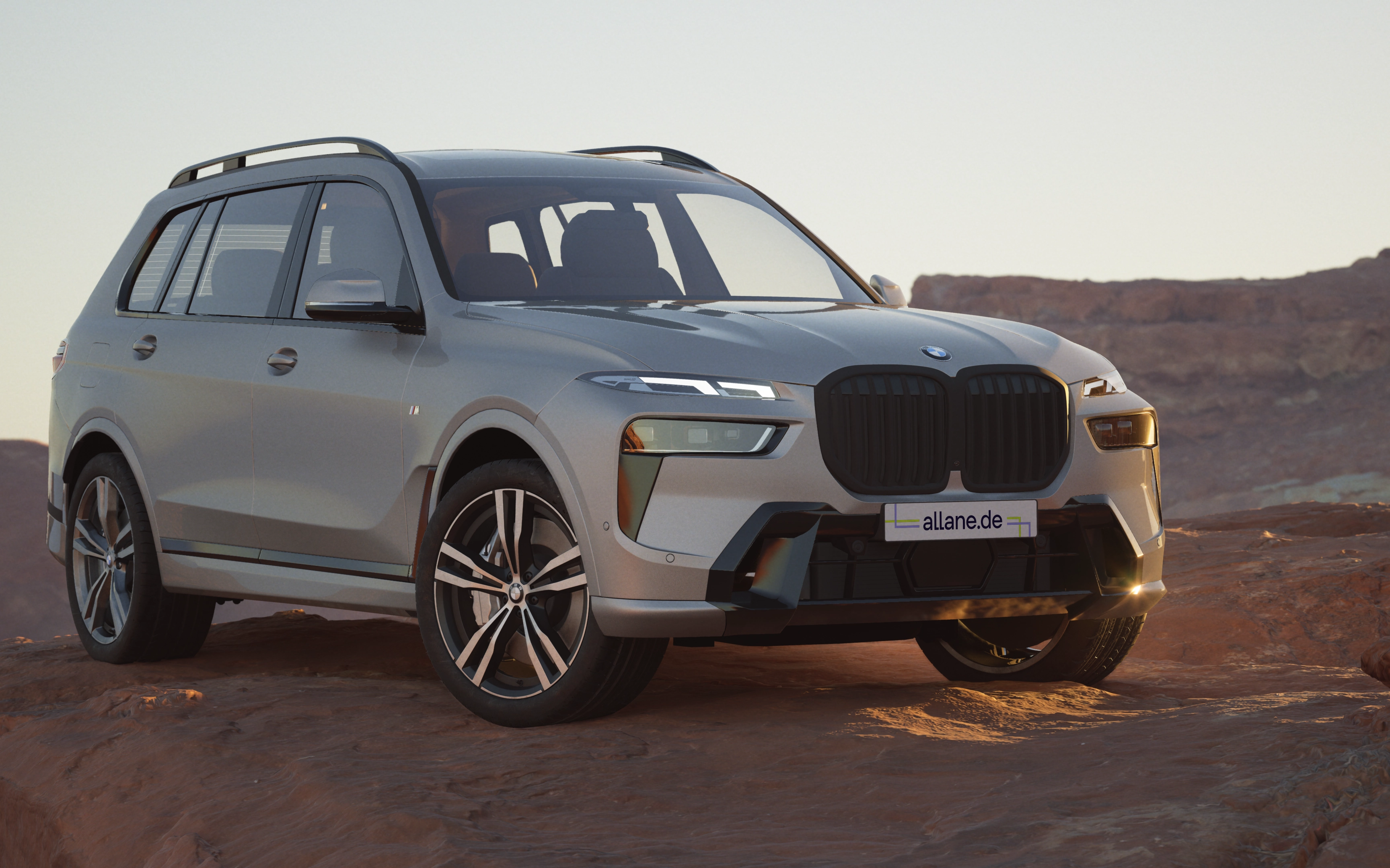 BMW X7 M Sportpaket Pro steht auf felsigem Untergrund
