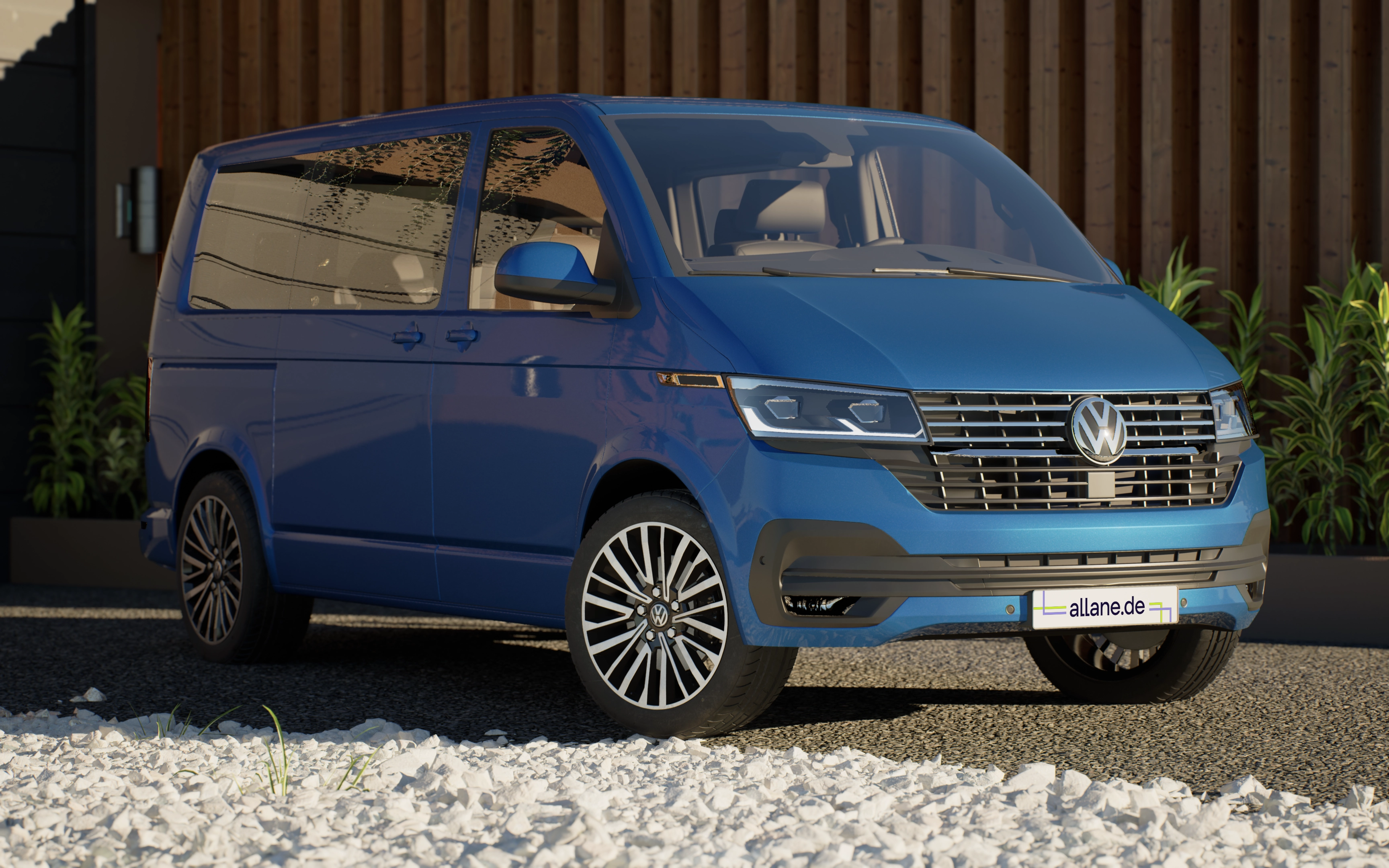 Blauer Volkswagen Caravelle Bus