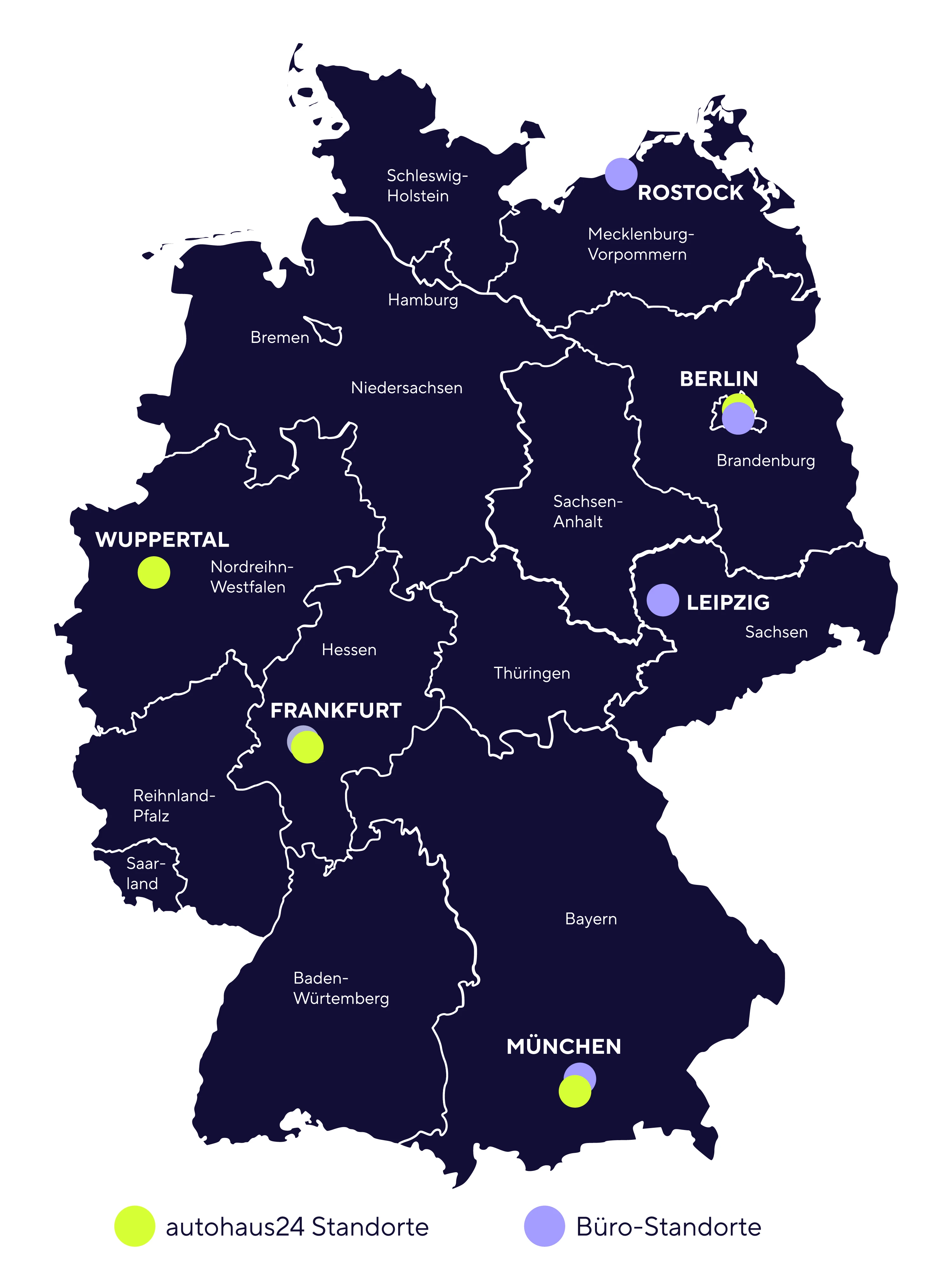 Karte mit Allane Standorten in Deutschland