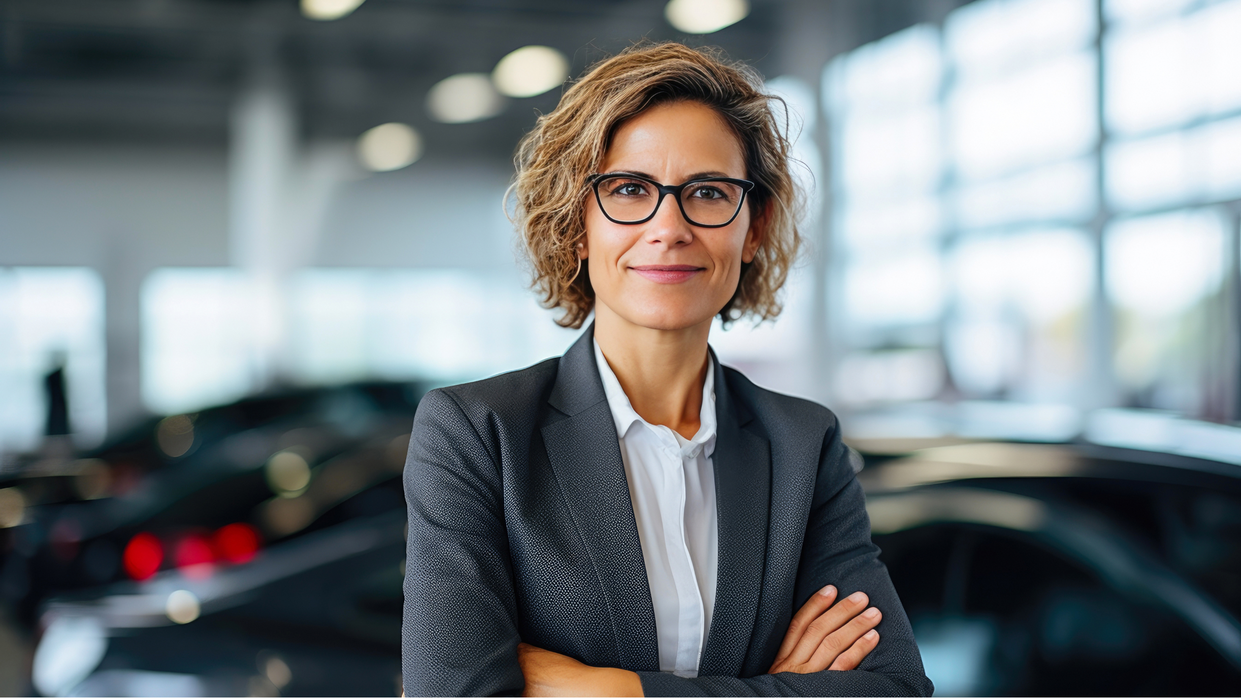 Frau mit grauem Blazer