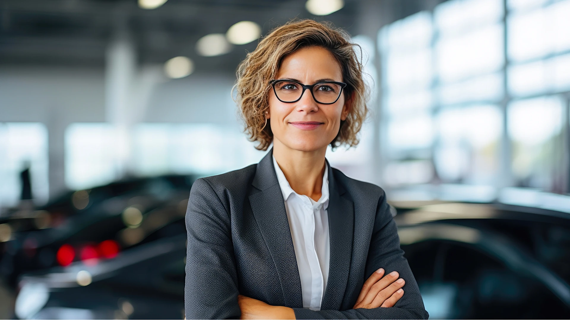 Frau mit grauem Blazer