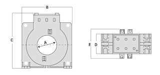 Aufsteck-Differenzstromwandler-Abmessungen