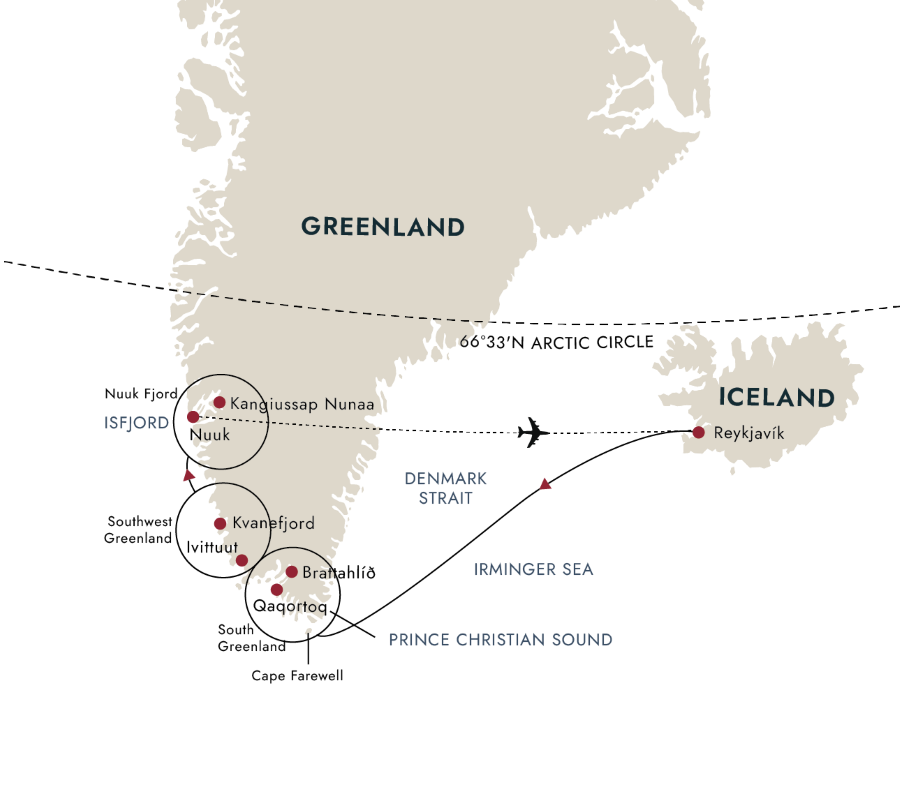Discovering Greenland – From Reykjavík to Nuuk Itinerary Map