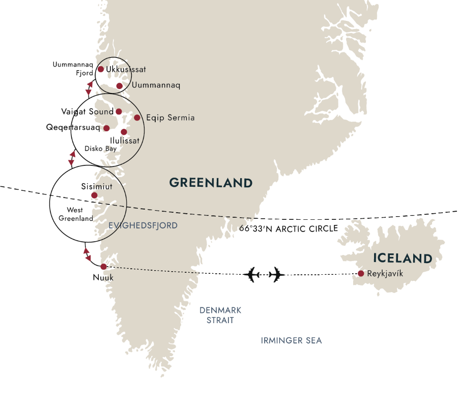 Grand Greenland – The Icy Giants of Disko Bay Itinerary Map