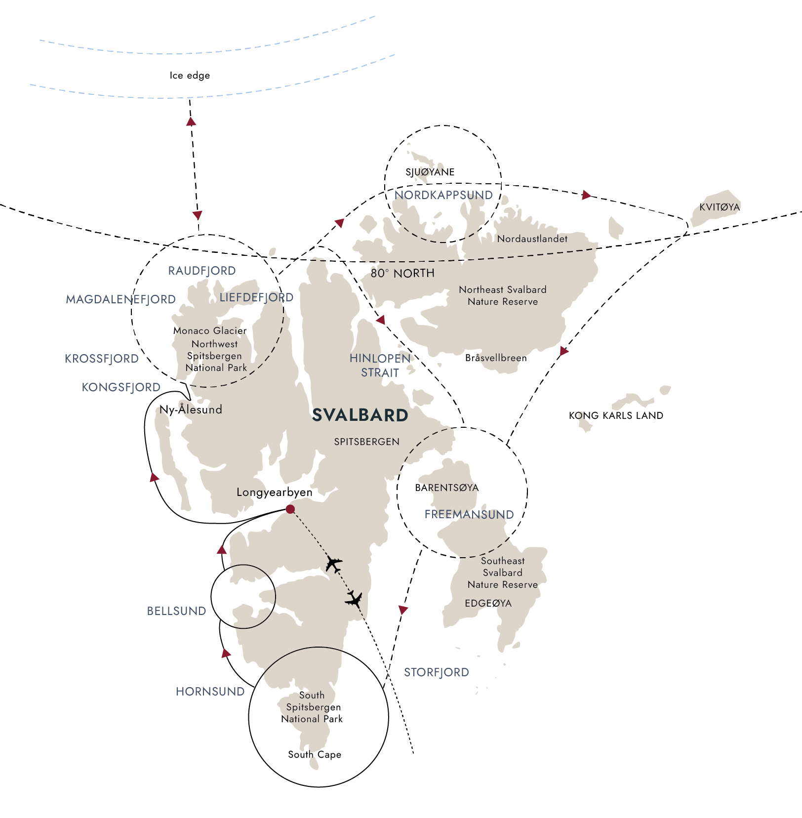 Circumnavigating Svalbard - The Ultimate Expedition (with Overnight in Oslo) – MS Spitsbergen – route map