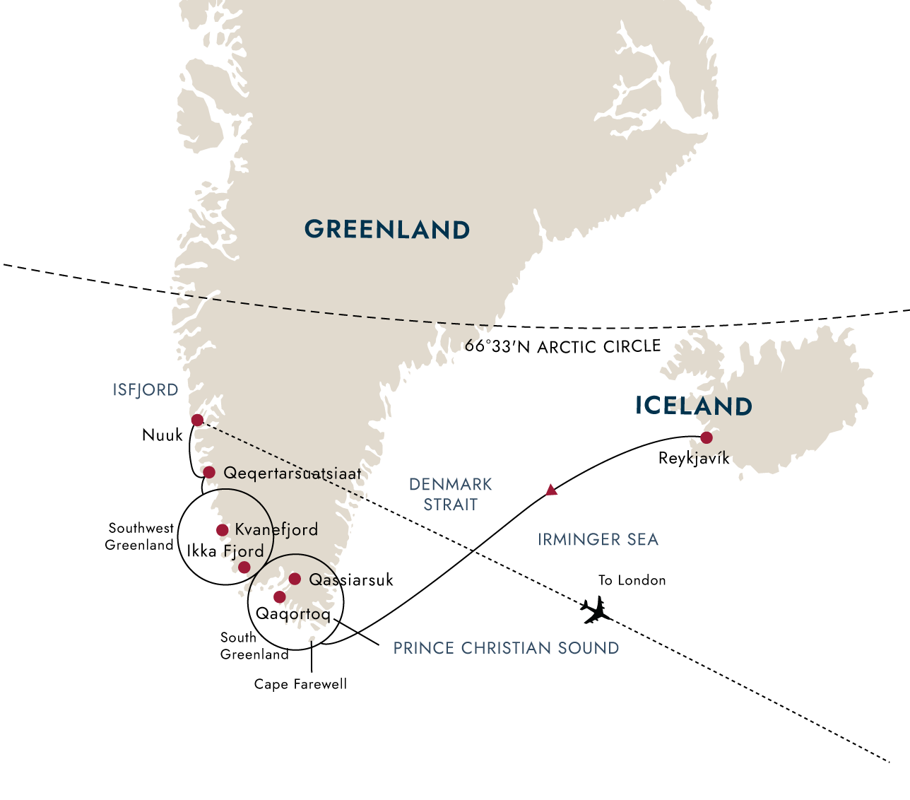 Exploring the Garden of Greenland (Westbound) – route map