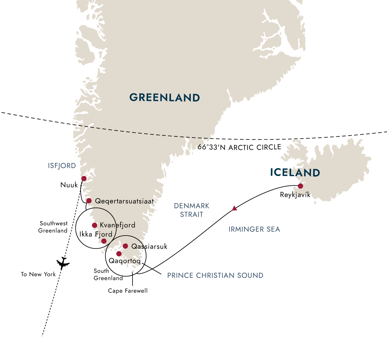 Exploring the Garden of Greenland (Westbound) – route map
